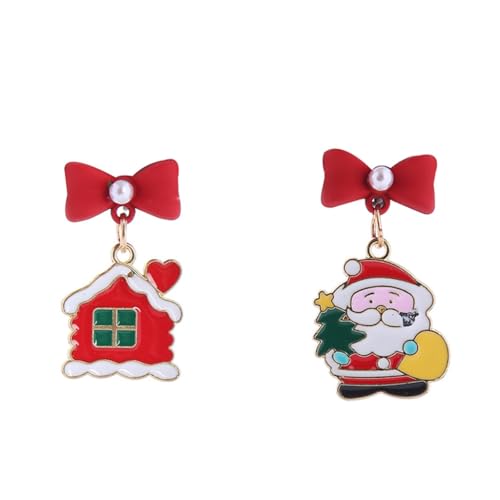 Cartoon Christmas Stud Earrings Women Dangle Holiday Bell Snowflake Earrings