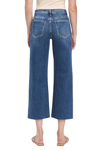 VERVET Women's High-Rise Raw Hem Cropped Wide Leg Jeans3