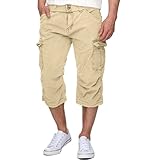 Indicode Herren Nicolas Check 3/4 Cargo Shorts aus Baumwolle | Herrenshorts für Männer Fog L