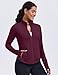 PINSPARK Woman Workout Athletic Jackets Comfy Running Gym Jackets with Thumb Holes Lightweight Soft Sports Tops with 2 Zip Pockets Red Merlot XL