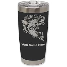 LaserGram 20oz Vacuum Insulated Tumbler Mug, Bass Fish, Personalized Engraving Included Black