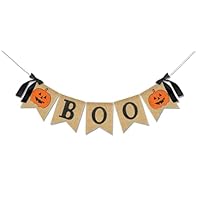 Halloween Banner Boo Garland for Fireplace Wall Porch Party Decor Rustic Burlap Bunting Banner Halloween Decorations Indoor
