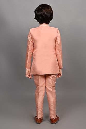 Image of AHHAAAA Kids Ethnic Cotton Silk Blend Sequin Print Indo-Western Sherwani Set for Boys 496MF