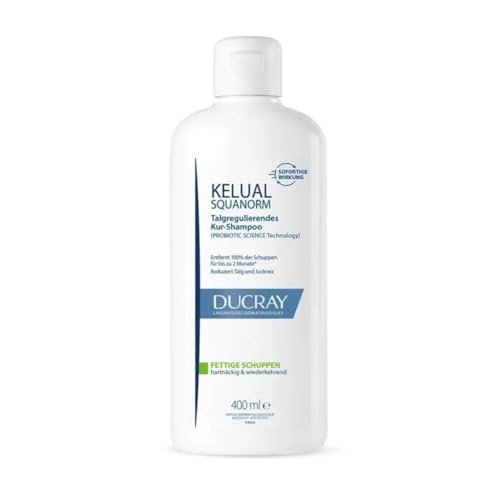 DUCRAY Kelual Squanorm talgreduzierendes Kur-Shampoo bei fettigen Schuppen, 400 ml Champú