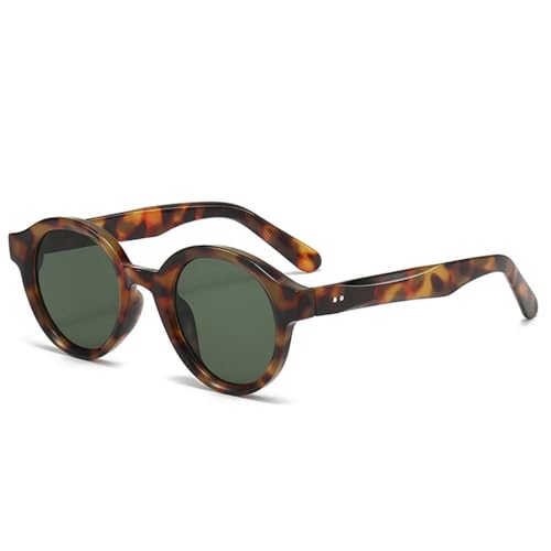 Lunettes de soleil rondes vintage taille unique couleur bonbon léopard vert foncé pour adulte