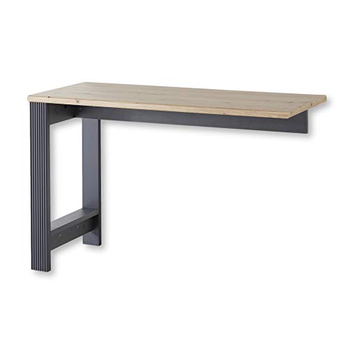 Stella Trading JASMIN Schreibtisch Winkel in Graphit, Artisan Eiche Optik - Eckschreibtisch Erweiterung für mehr Arbeitsfläche - Landhausstil Büromöbel Komplettset - 120 x 76 x 50 cm (B/H/T)