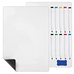 Kioneer 2 Pcs A4 Magnetic Whiteboard for Fridge, Small Magnetic Dry Erase Whiteboard Sheets, Includes 10 Pens, 1 Eraser, Small Magnetic Fridge Message Boards, Reminder Stickers