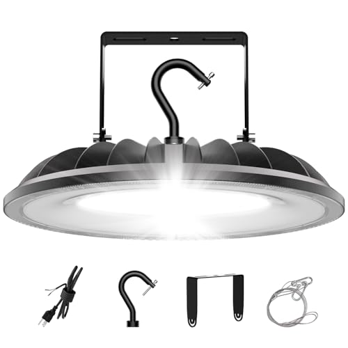 UFO LED High Bay Light, 240W High Bay LED Lights 26400Lm UL Listed with US Plug, 2 Types of Installation high bay light, Waterproof Commercial Plug & Play Lighting for Warehouse Factory Barn