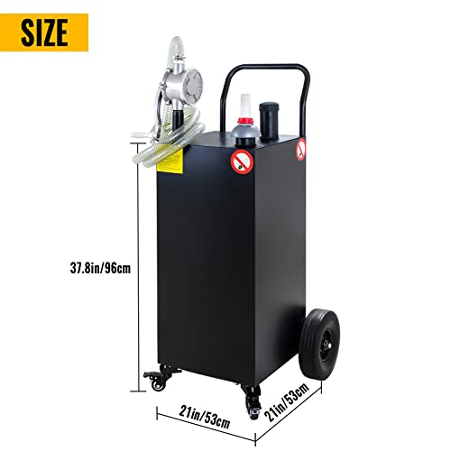 KODOM Gas Caddy 30 Gallon, Portable Fuel Storage Tank with 4 Wheels, Gasoline Diesel Can with Pump Rolling and Solid Rubber Wheels for Cars Lawnmowers ATVs Boats Motorcycles Black - Thumbnail 2
