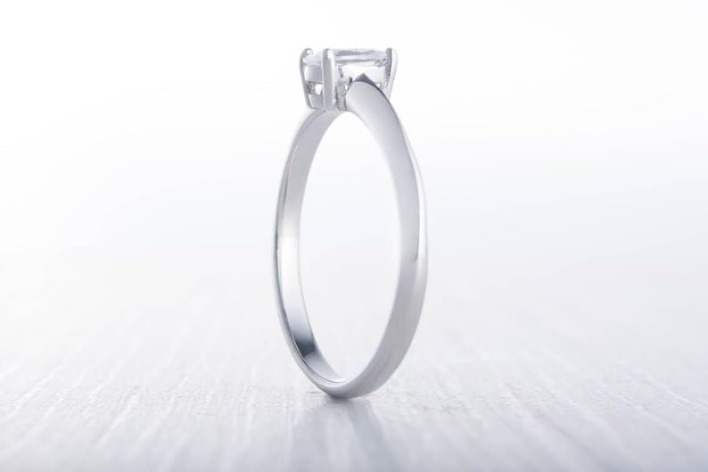 Bague solitaire en argent anti-ternissement anneau brillant