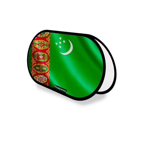 Drapeau Turkménistan publicitaire ovale en polyester 70x120cm pour pavillon de salon