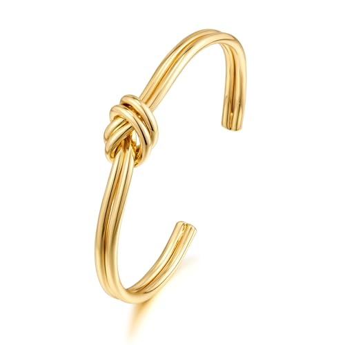 Bracelet rigide nœud doré Zirconia Love : un cadeau minimaliste inoubliable