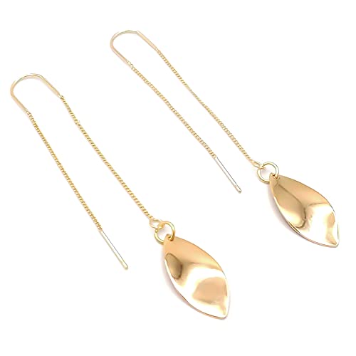 Boucles d'oreilles chaînette pendantes dorées or fin 24 carats pour femme
