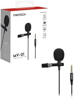 ميكروفون بمشبك احترافي MV-01 من فان تيك مقاس 3.5 ملم تي ار اس مع حافظة صلبة مجانية USB أبيض