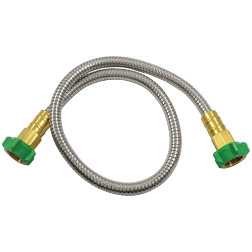 ISDVBUY 1 Pack 5ft Leakproof Flexible Leader Hose 304 Stainless Steel Short Garden Hose, Leader Hose with Female to Female Hose Reel, Car Washing andcOutdoor Watering