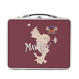 IMPRIMÉ EN FRANCE : Affichez votre style dès le déjeuner. Cette boîte est personnalisée dans notre atelier en France. Le visuel Mayotte 976 Département Outre Mer Carte Ancienne Rare est imprimé sur une plaque en aluminium haute définition fixée sur le couvercle pour un rendu métallique brillant et durable.