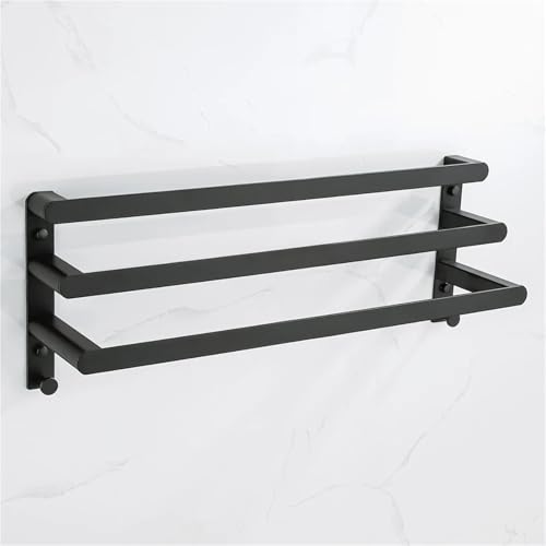 Toalleros con estante de almacenamiento negro de 50-60 cm para el baño o cocina 5