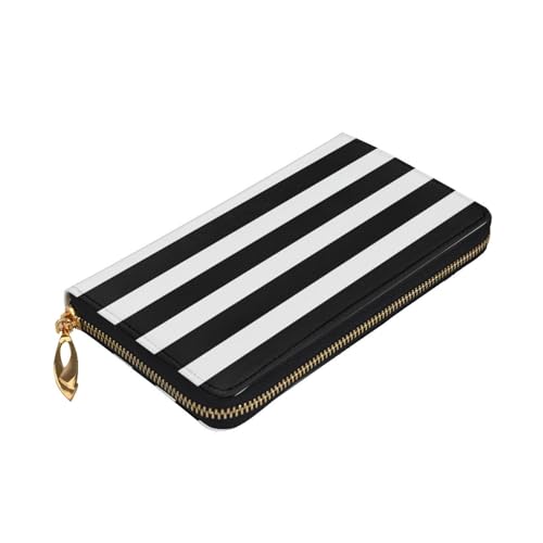 Black & White Stripe Wallet For Women Men Clutch Rfid Blocking Leather Wallets Large Capacity Purse Credit Card Holder Money Case With Zipper Phone Holder Long Travel Purse3
