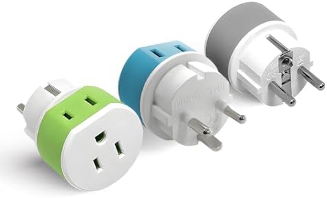 OREI Denmark Power Plug Adapter with 2 USA Inputs - Travel 3 Pack...