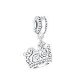 BIZK 925 Sterling Silver Charm Fits Bracelets and Necklaces Charms for Women Fashion Jewelry for Women, Lover, Mother and Friend (Crown Heart)