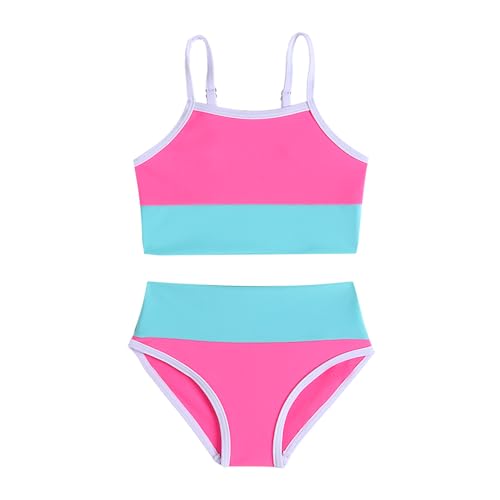 Image of Little Girl Swimsuit Casual Swimwear Kids Two Piece Color Block Bathing Suits Beach Bikini Set 3-12Years