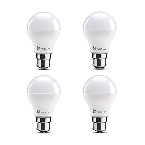 Image of SYSKA SRL 9W B22 Led Bulb (Cool Day Light Bulb, Pack Of 4, B22D Base) T112ML DUOTRON 1W Bright Led Rechargeable Torch (1, Green)