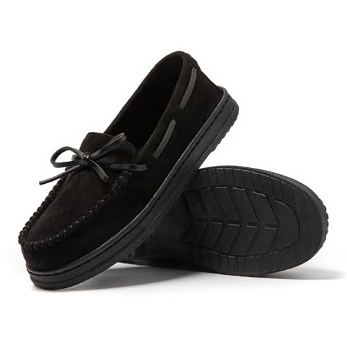 JOMIX Mocasines Mujer Vestir Zapatillas Casa Invierno con Lazos Comodos Zapatos Planos Elegantes MD1046, Negro, 38 EU