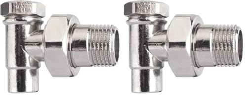 Cornat T591006 Heizkörper Verschraubung Eck absperrbar, Silber, 15mm x 1/2' (Packung mit 2)