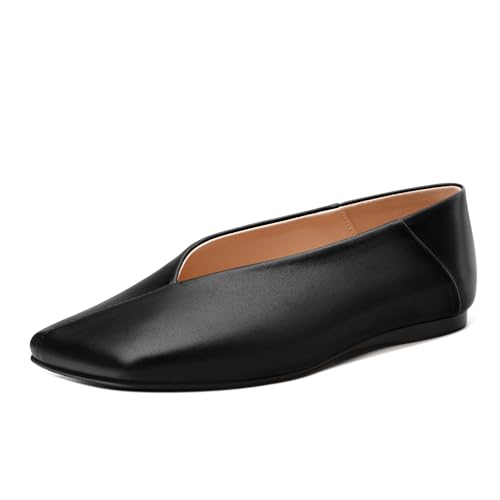 Image of MODENCOCO Womens Flats Square Toe Ballet Flat for Women Loafers Flats Dress Shoes Comfortable Business Casual Work Shoes