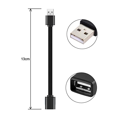 CY 13cm USB 2.0 Type-A Male to Type-A Male Female Data Flat Slim FPC Cable for FPV Disk Phone, Black - Image 3