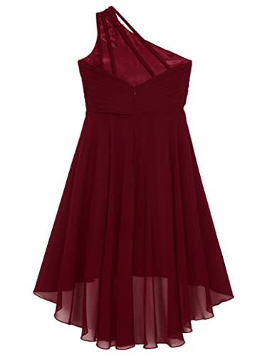 Kids Girls Sequin One Shoulder Pageant Formal Dress High Low Princess Pageant Gown4