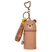 Legami - Mini-Geldbörse mit Schlüsselanhänger Kawaii, Teddy Bear, mit Spirale, Karabinerhaken und Handschlaufe, aus Silikon, 5 x 12 x 5 cm