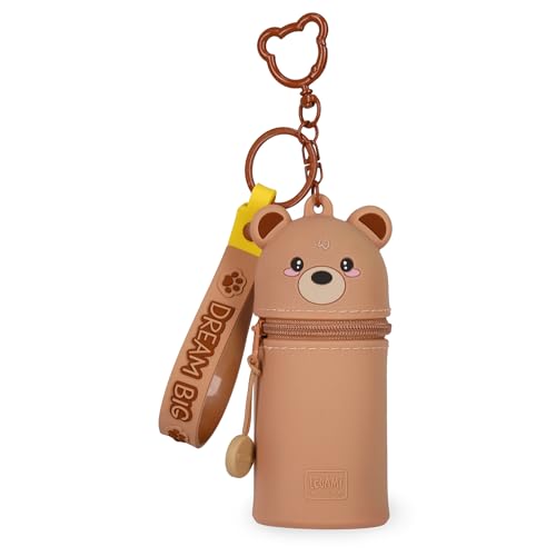 Legami - Mini-Porte-Monnaie avec Porte-clés Kawaii, Motif Teddy Bear, avec Spirale, Mousqueton et dragonne, en Silicone, 5 x 12 x 5 cm
