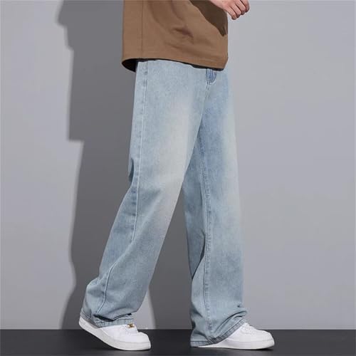 Men's Streetwear Jeans Loose Wide Leg Denim Pants Washed Cat Whisker Baggy Straight Vintage Trousers3