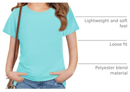 Image of Imily Bela Girls Summer Crewneck T Shirts 5-14 Years | Kids, Casual, Short Sleeve, Loose Basic Tee Tops, Versatile Everyday Wear, Sports, school, party & outdoor activities