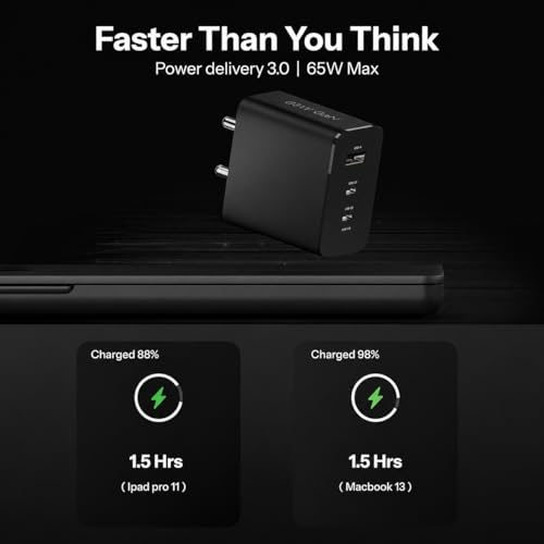 Image of AILKIN GaN Charger 65W 3 Port Fast Charger PD Charger 2 USB Type C + 1 USB Wall Charging Adapter Compatible with Nothing Phone 3a Plus 2a Plus 2 CMF Phone 1 Samsung Galaxy S25 S24 iPhone 16 15 | Black