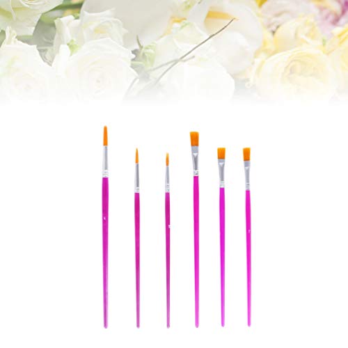 Yardwe 6Pcs Paint Brush Set Rodada Apontou Ponta Pincéis Cabelo Nylon Artista Pincéis para Pintura A