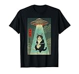 Retro Alien Cat UFO Abduction Design Novelty