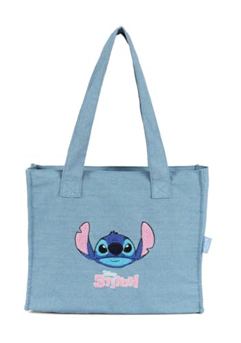 Bolsa Stitch Disney Sacola Jeans original luxcel licenciada com zíper alça de ombro menina juvenil