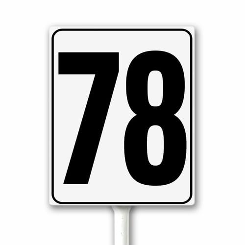Aluminum Number Sign 78 White & Black House Signage, Speed Limit Street Sign, 12x15 CM Number Yard Sign With Stake for Parking Lot Private Property Business Gas Station Indoor Outdoor Use