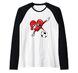 dabbing cuore dab carino san valentino ragazzi calcio regalo maglia con maniche raglan