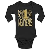 Aiden's Corner Handmade Holiday Baby New Year Bodysuit - Boy Girl Gold Metallic My First New Years Outfit (Gold Black, 0-3 Months)