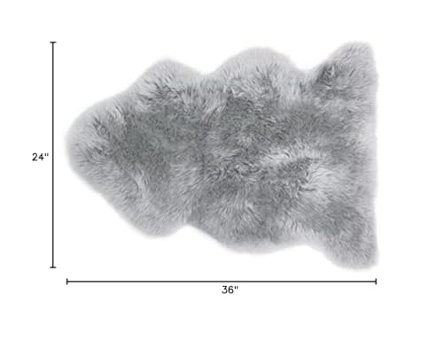 Huahoo Premium Genuine Sheepskin Rug Grey Real Australia Sheepskin Natural Lambskin Fur Area Rug Seat Covers For Kids Bedroom Sofa Chair Cover Pets Dogs Mat Single Pelt/2'X 3' Silver Grey thumb #1