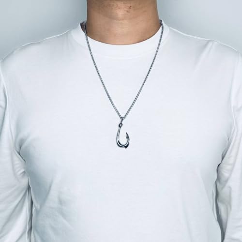 MOO&LEE Fish Hook Necklace for Men Hawaiian Makau Necklace Maui Fish Hook Pendant with 24 Inch Stainless Steel Chain2