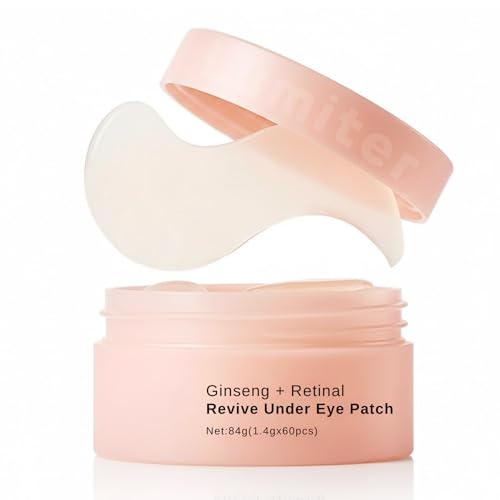 Ginseng + Retinal Under Eye Patches for Puffy Eyes Revive Under Eye Masks Skincare Under Eye Gel Patches Brightens Dark Circles Smooth Wrinkles & Fine Lines Korean Skincare 60Patches
