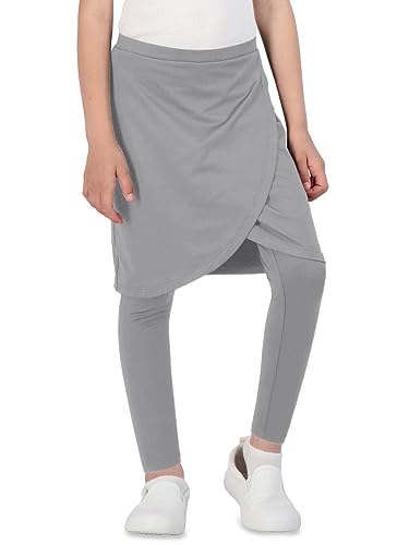 Charmwm Girls High Elastic Waist Skirts Pants Kids Cute Active Golf Tennis Skorts Leggings Grey cover
