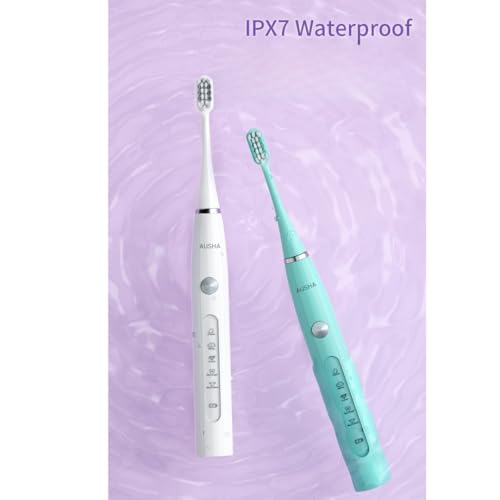 Image of AUSHA Pink Smart Sonic Electric Toothbrush for Adults | 38,000 Strokes /Min | 5 Modes | 3 Brush Heads | Wireless Charging | IPX7 Waterproof | 6-Month Battery Life