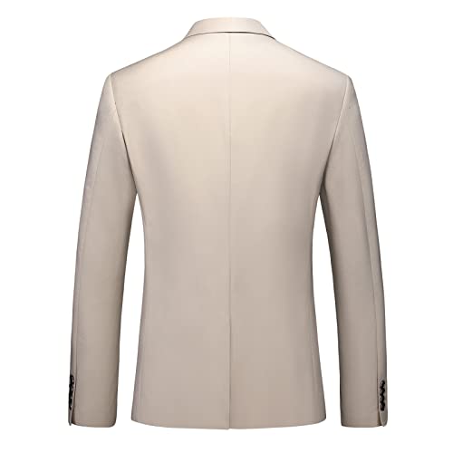 Mens Slim Fit Suits 3 Pieces One Button Solid Suit Blazers For Business Wedding Formal Prom Tuxedo Blazer Vest & Pant Set Champagne #TOP2