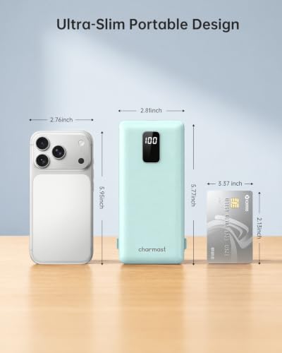 Image of charmast Portable Charger Power Bank 10000mAh with Built-in AC Wall Plug