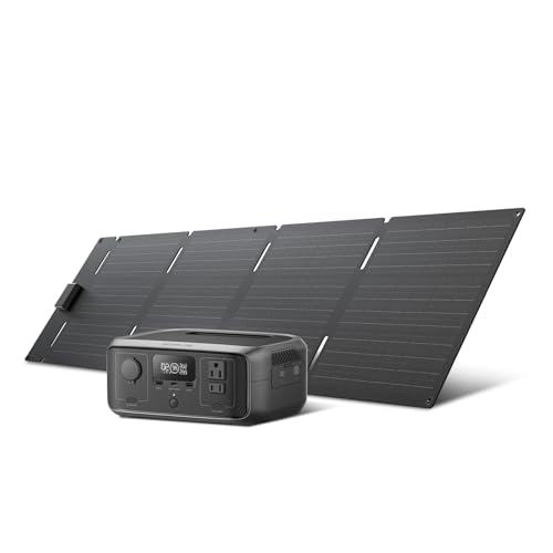 Image of EF ECOFLOW Solar Generator RIVER 3 with 60W Solar Panel, 245Wh Portable Power Station LFP Battery, 300W Up to 600W AC Output, <20 MS UPS, 1Hr Fast Charging Power Station for Outdoor /RVs